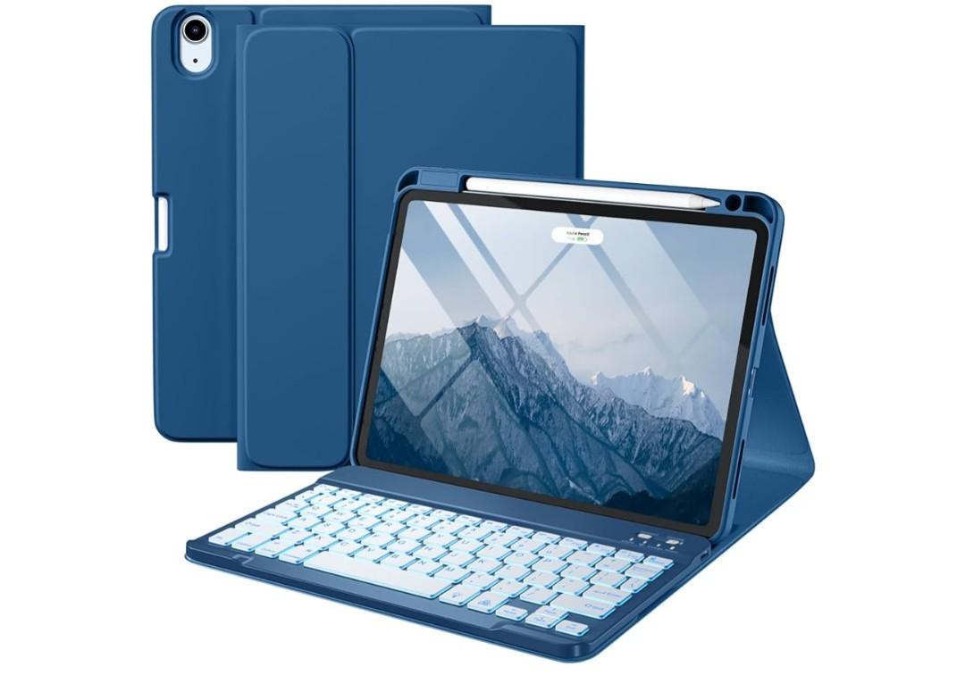 Harvopu Compatible with iPad Air 11-inch/Air 5th 4th Generation Case with Keyboard - Backlit Detachable, Folio Cover with Pencil Holder for iPad Air 11 Inch M4/M3/M2, Air 5/ Air 4 (Abyss Blue)