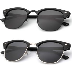 KALIYADI Polarized Sunglasses for Men and Women Semi-Rimless Frame Driving Sun glasses UV Blocking Matte Black 2