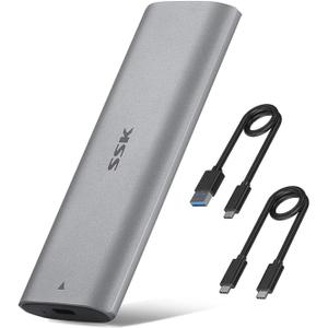SSK M.2 NVMe Enclosure, Tool-Free SSD Enclosure Adapter, USB C 3.2 Gen 2 10Gbps PCIe MKey External Solid State Drive Case, Support UASP Trim for 2230/2242/2260/2280 (SATA NOT Supported)