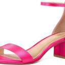 PIZZ ANNU Women's Low Block Chunky Heels Sandals Comfortable Open Toe Ankle Strap Party Dress Pump Shoes Strappy Buckle Heeled Sandal with 2 Inches Tall Thick Heel Design Size 10 (Pink)