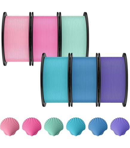 Pangda 3D Printer Filament PLA Bundle 1.75mm Multicolor Matte or Silk Finish, Dimensional Accuracy ±0.02mm, 0.25kg/0.55lb Each Spool for DIY Holiday Projects(1.5 kg, Mermaid Color)