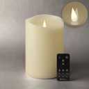 Flameless Candle - 5" x 7.5" Ivory - Flickering Moving Flame Pillar Candle, Includes Remote Control - Real Wax - 2 x C Battery Operated - Not Included