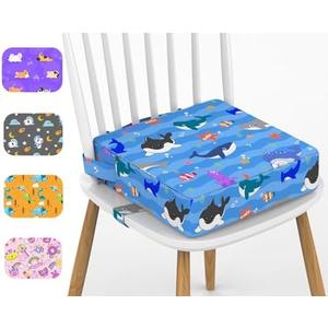 Booster Seat for Dining Table, KIDUN Portable Heightening Cushion, Washable Adjustable Booster Cushion for Kids with Safety Buckles and Non-Slip (Sea Blue)