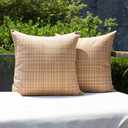 Kevin Textile Throw Pillow Cover Outdoor Waterproof Decorative Square Cushion Covers Water Resistant Pillowcase Shell for Couch Tent Park Pack of 2 (16 x 16 Beige)