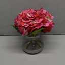 Hollyone Hydrangea Artificial Flowers with Glass Vase Fuchsia Silk Faux Flowers Arrangements in Vase with Faux Water Fake Floral Bulk Bouquet for Home Decor Table Centerpiece Decorations