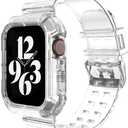 Compatible for Transparent Clear Apple Watch Bands 45mm 44mm 46mm 42mm 41mm 40mm 38mm 49mm Sport Band with Bumper Case for iWatch Series 11 10 9 8 7 SE 6 5 4 3 2 1, Ultra 3/2/1