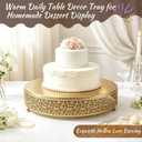 18 Inch Gold Cake Stand,Round Floral Lace Metal Display Tray