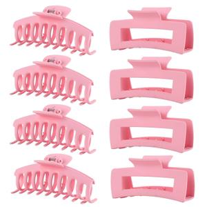 Pink Hair Clips for Women -8 Pack 4.3 Inch Large Hair Claw Clips for Women Thin Thick Curly Hair, Big Banana Clips,Strong Hold Jaw lips