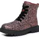 Blikcon Girls Glitter Combat Boots with Side Zipper Girls Fall Ankle Boots Sizes 9 Toddler to 4 Big Kid (Toddler/ Little Kid/ Big Kid)