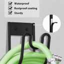 Metal Garden Hose Holder, Wall Mounted Water Hose Hanger, Solid Hose Hook for Garden Garage Water Hose/ Extension Cords/ Vacuum Lines (Black)
