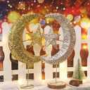 Iron Moon and Star Ornament Glitter Christmas Table Decoration Christmas Tree Decoration Wedding Birthday Holiday Party Supply 20cm (Golden)