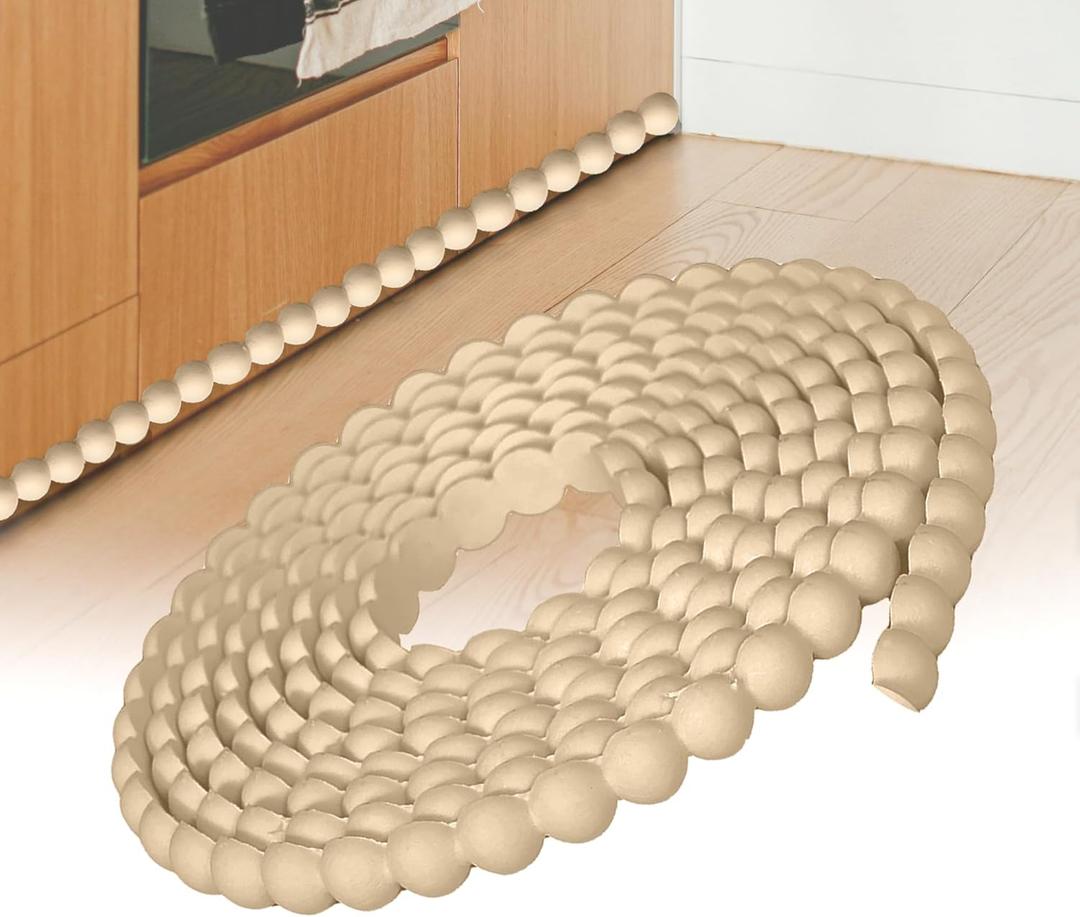 Flexible Bead Molding Trim, 10ft Wall Molding Trim Peel and Stick Roll Flexible DIY Decorative for Mirror Frame Border Cabinets Ceiling Bathroom Wall Edge (Brown)