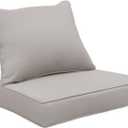 Outdoor Cushions with Back Pillows,24x24 Inch Waterproof&Fade Resistant Zipper Patio Furniture Cushions for Dining Chair Rocking Swivel Chairs Loveseat Couch Sectional Sofa,Light Gray