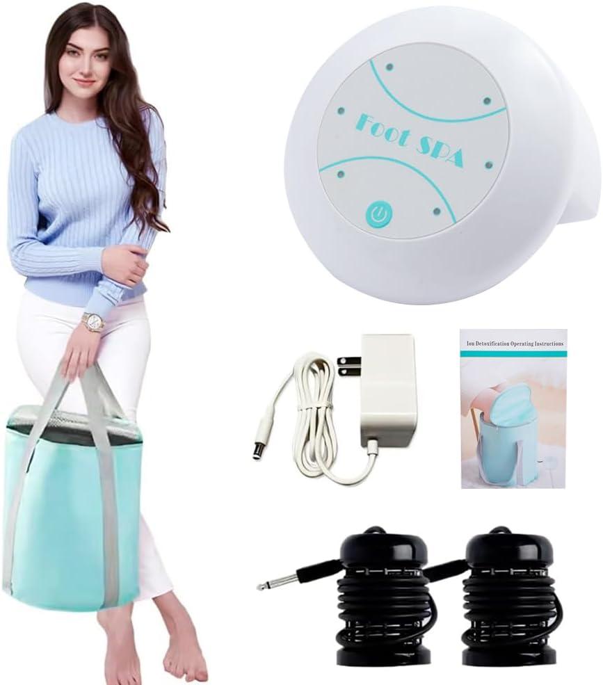 Portable Ionic Detox Foot Bath Machine, Ionic Detox Feet Spa Chi Cleanse with Feet Bucket, Two Arrays, Birthday Gift for ParentsFoot Spa Bath for Home Use