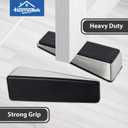 HOMOTEK 4 Pack Door Stops for Bottom of Door, Heavy Duty Wedge Door Stoppers Strongest Under Door Wall Protectors of Premium Quality Alloy and Rubber, Brushed Stainless Steel