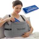 YESINDEED Post Mastectomy Pillow – Recovery Cushion with Strap, Shoulder Loops & Gel Pack – Charcoal Gray Support Pillow for Breast, Heart, C‑Section & Hysterectomy Recovery (Grey)