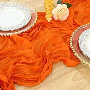 Orange Cheesecloth Table Runner 10FT Rustic Gauze Table Runner Cheesecloth Fabric Burnt Orange Cheese Cloth Runner Cheesecloth Runners Boho Table Cloth Runner for Halloween Birthday Banquet