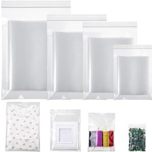 Zonon 4 Sizes 100 Pack Clear Reclosable Zipper Storage Bags 2 Mil Plastic Poly Bags Resealable Lock Seal Zipper for Jewelry, Daily Vitamin (6 x 9 Inch, 9 x 12 Inch, 10 x 13 Inch,12 x 15 Inch)