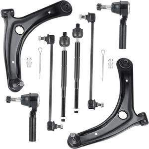 8 pcs Front Lower Control Arm with Ball Joint Assembly+Sway Stabilizer Bar End Link+Outer Inner Tie Rod End Suspension Kit for Dodge Caliber 2009-2012, for Jeep Compass Patriot 2007-2017