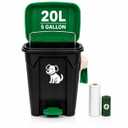 20L/5 Gallon Outdoor Dog Poop Trash Can, Lid Odor Control, Hands-Free Pedal, Removable Inner Bin, Poop Bag Dispenser, Includes Poop Bags and Trash Bags for Inner Bin. Back Yard, Porch, Deck, Garage
