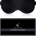 Silk Sleep Mask for Women - Soft Breathable Organic Natural Mulberry Silk Fabric Blackout Eye Mask for Sleeping with Adjustable Straps No Pressure Eye Mask for Travel Essentials Gifts (Black)