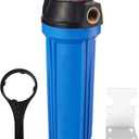 Geekpure 10-Inch Whole House Slim Water Filter Housing for 2.5" x 10" Filter - 3/4" NPT Brass Port - with Air Relief Valve-Blue (1)