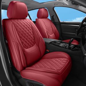 Car Seat Covers Full Set Red, Luxury Faux Leather Waterproof Non-Slip Women Seat Protector Universal Fit for Most Cars SUVs Trucks Pick-ups,Car Interior Accessories (Red-Full Set)