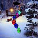 Paw Print Solar Wind Chimes for Outside, Dogs Cat Pet Pawprint Remembrance Wind Chimes,Waterproof Color Changing Solar Hanging Lights,Sympathy Gift for Pet Lover,Balcony,Patio,Yard Decor