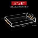 Clear Acrylic Tray 20x16” with Golden Metal Handles - Large Plastic Tray for Serving Guests, Countertop Organization, Ottoman Coffee Table & Vanity – Modern Decorative Tray for Home & Office