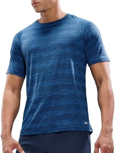 MIER Mens T Shirts Short Sleeve Quick Dry Active Tee for Running Workout Gym, Stripe (Large)