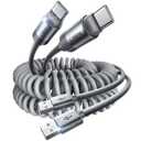 LISEN CarPlay Cable 2 Pack for iPhone 17 Air 16 15 Pro Max Car Charger Cord, 3.1A 4FT Coiled USB C Cable Short USB A to USB C Cable Support Android Auto Compatible with Samsung Galaxy S25 S24, Grey