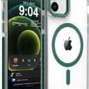 DEERLAMN Strong Magnetic Case for iPhone 12/12 Pro 6.1-Inch,[Compatible with Magsafe][Military Grade Drop Protection] Clear Slim Shockproof Protective Phone Cover-Transparent+Green
