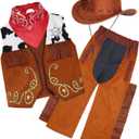 Sicypoty Kids Cowboy Costume for Boys Rodeo Cowboy Set Halloween Birthday Party Dress Up Cosplay Brown