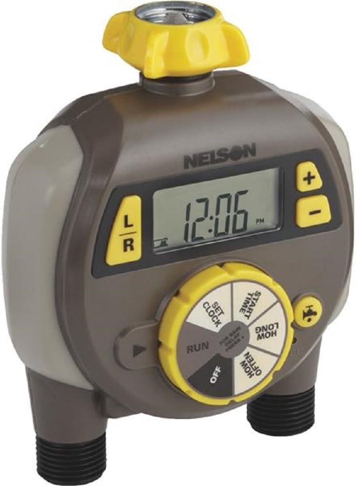 Nelson Dual Outlet Electric Water Timer with Large LCD Display, Multicolor
