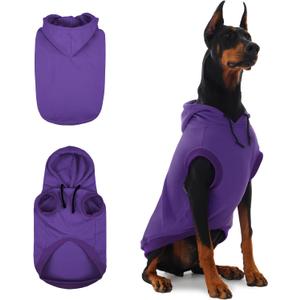 IECOii Dog Sweatshirts for Large Dogs, Basic Dog Hoodie for Large Size Dogs, Pet Pullover Sweatshirt with Hood Lightweight Fall Sweater for Doberman, Pitbull, Labrador, Purple, 2XL (No Fleece Lined)