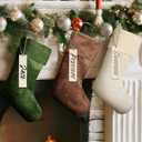3 Sets Velvet Christmas Stockings Aesthetic Xmas Stockings with Personalized Blank Wooden Name Tags Rustic Christmas Decor for Fireplace Mantle Farmhouse Home Tree, 17 Inches Large(Mixed)