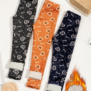 Chicduo Girls Printing Fleece Lined Leggings Kids Warm Winter Pants Girls Stretch Thick Tights, 5-6Y