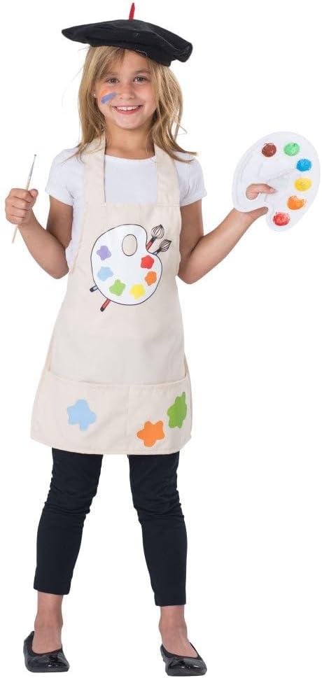 Dress Up America Kids Artist Costume  Painter Outfit with Apron, Beret, & Accessories  Halloween Role Play for Kids (Medium)
