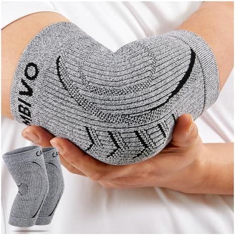 CAMBIVO 2 Pack Elbow Brace for Women and Men, Elbow Compression Sleeve for Tendonitis, Golf Elbow, Tennis Elbow, Arthritis, Bursitis, Weightlifting, and Basketball