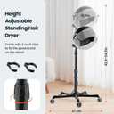 SalonDepot Professional Ionic Hooded Hair Dryer, 1875W Height Adjustable with Bonnet 3 Temperature Settings, Rolling Wheels for Salon, Spa and Home Use