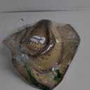 Men's Women's Straw Cowboy Hat Cowgirl Woven Sun Hat Western Cowboy Hat Two Decorative Bands One Size