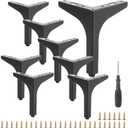 8 Pack 6 Inch Metal Furniture Legs, Triangle Furniture Feet, Modern Style Furniture Sofa Legs, Matte Black Couch Legs Replacement for Table Cabinet Cupboard Sofa Couch