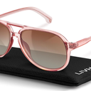 livho Trendy Polarized Aviator Sunglasses Women Men, Retro Sun Glasses for Women Men 2025, Oversized UV Protection Shades (Pink/Brown)