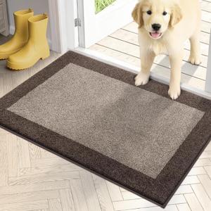 PURRUGS Dirt Trapping Door Mat 20" x 32", Non-Slip Washable Entry Mat, Dog Doormat, Front Door Mat, Super Absorbent Entrance Mat for Muddy Shoes & Paws, Beige & Grayish Brown