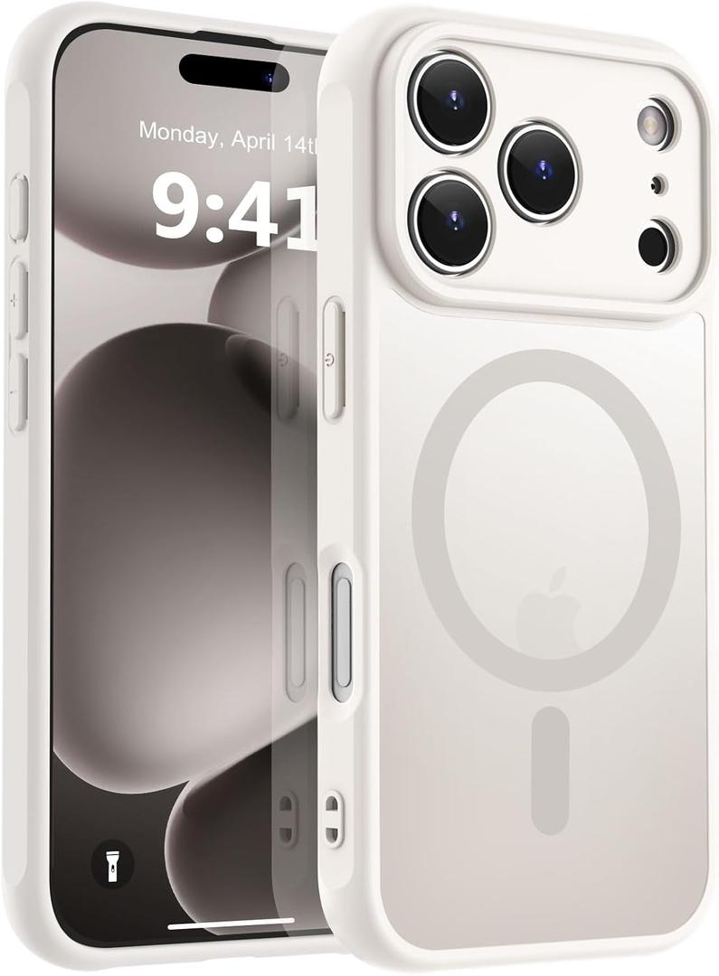 MOCCA Magnetic for iPhone 17 Pro Case, (Compatible with Magsafe) (16FT Military Grade Protection) Full Camera Protection Anti-Fingerprint Slim Translucent Matte Phone Cover 6.3",Stone