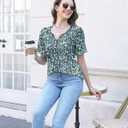 Womens Summer Tops Short Sleeve Boho Floral Shirts Loose Tunics Blouses (L)