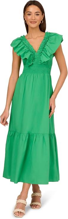 Adrianna Papell Ruffle Front Maxi Dress, Size 12