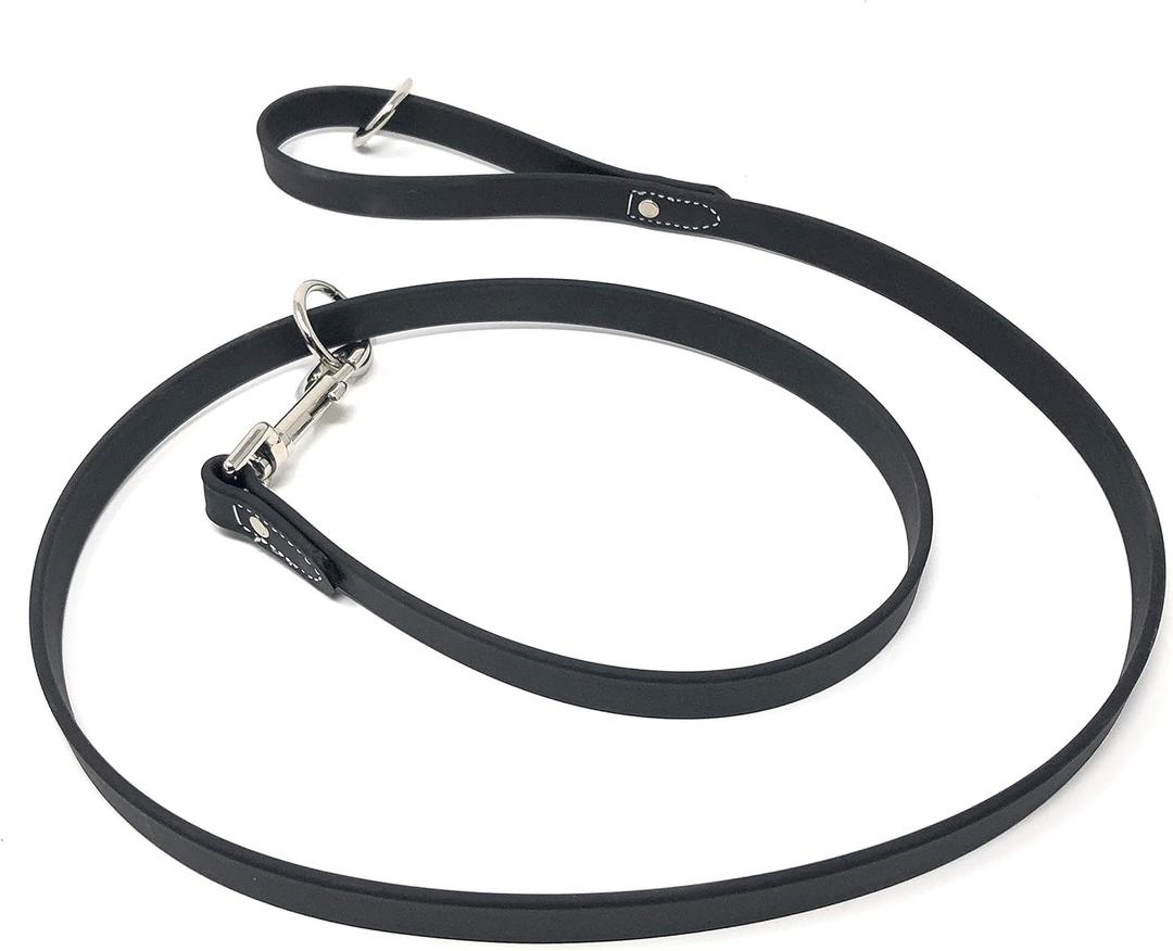 Regal Dog Products Waterproof Leash – 5 ft. Black Dog Leash with Easy to Use Collar Hook, Lightweight, and Proof Training Pet Lead with Vinyl-Coated Webbing for Small, Medium, Large, or XL Dogs