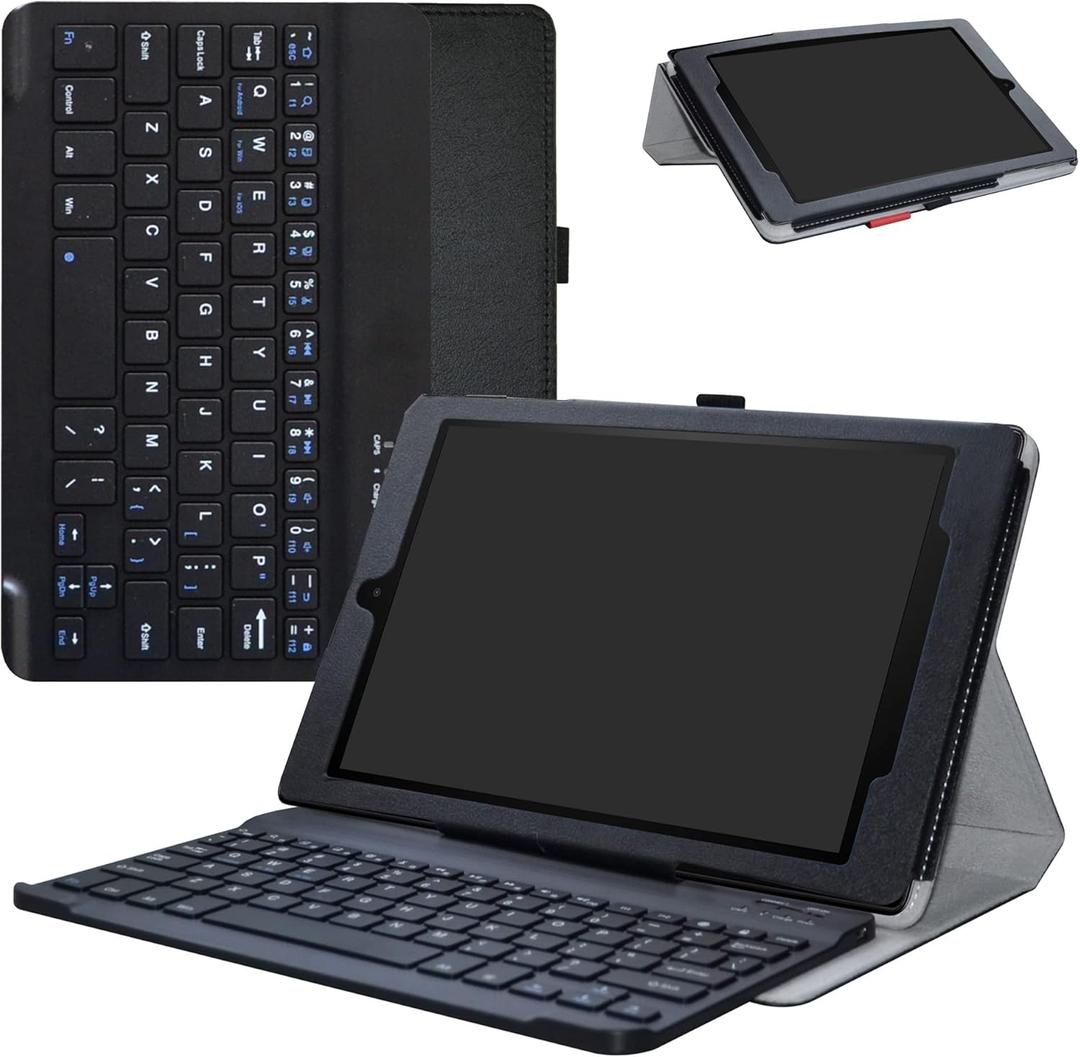 MAMA MOUTH for Amazon Fire HD 10 Keyboard Case,Slim Stand PU Leather Cover with Romovable Keyboard for Amazon Fire HD 10 (5th /7th /9th Generation) 10.1" Tablet,Black