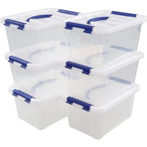 Kiddream 7 Quart Clear Plastic Box Bins, 6-pack Small Storage Bins with Lids (White)